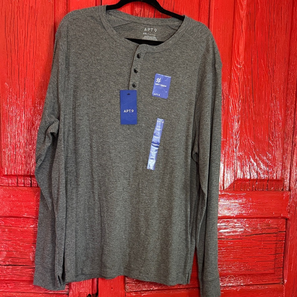 Apt. 9 Charcoal Long Sleeve Henley